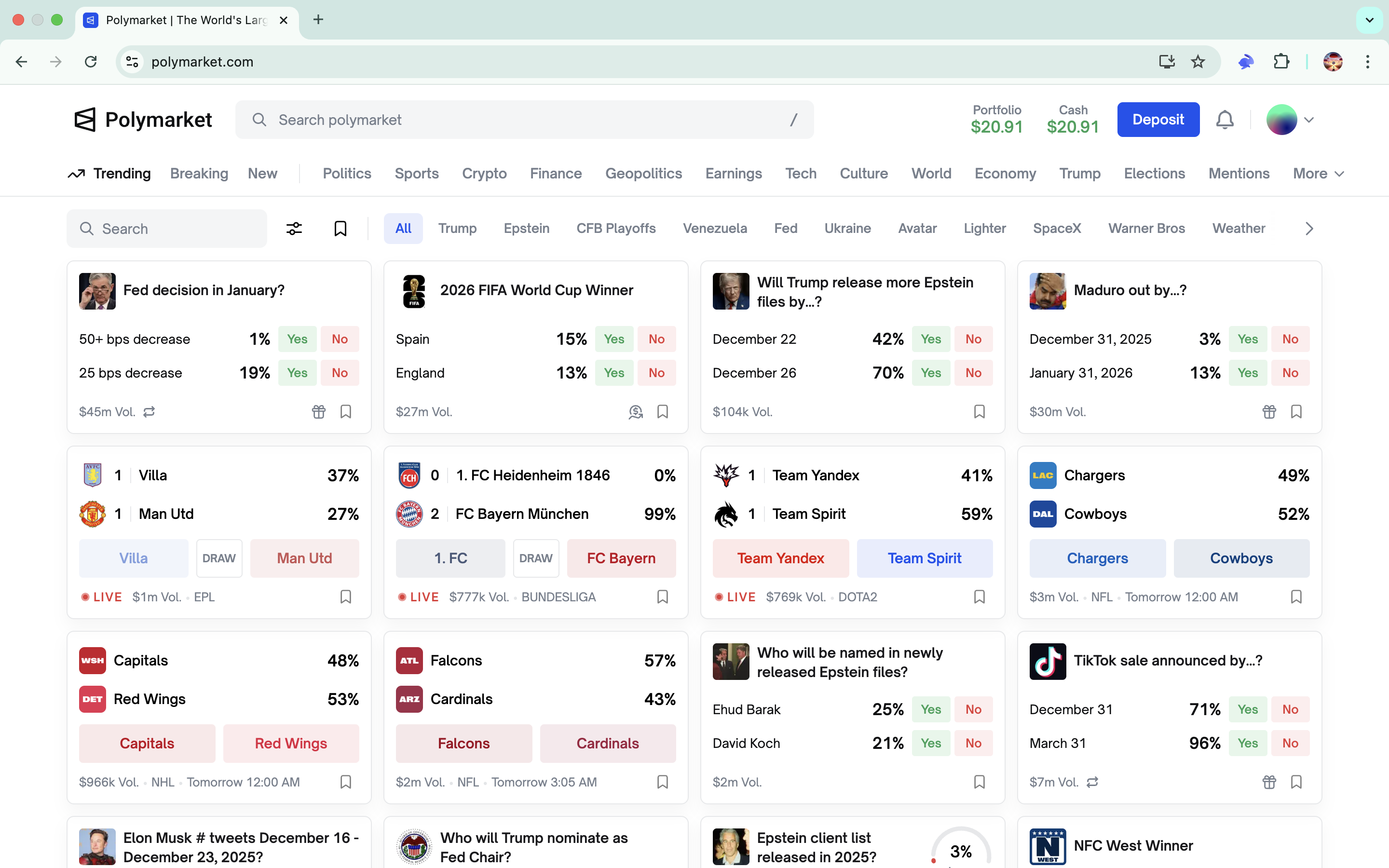 Polymarket dashboard overview